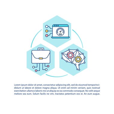 Yazılı akıllı teknoloji konsept simgesi. Çevrimiçi bağlantı. Yapay zeka. Ağ PPT sayfa vektör şablonu. Broşür, dergi, kitapçık tasarım ögesi doğrusal çizimler