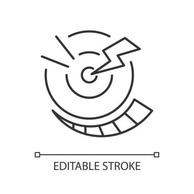 İlerleyen ağrı doğrusal simgesi. Sindirim sistemi. Karın iltihabı. Mide krampları. İnce çizgi özelleştirilebilir illüstrasyon. Contour sembolü. Vektör izole çizim. Düzenlenebilir vuruş