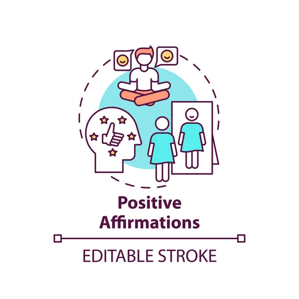 Positive Affirmationen Konzeptsymbol Tipps Zur Körperwahrnehmung Ratschläge Für Einen Gesunden — Stockvektor