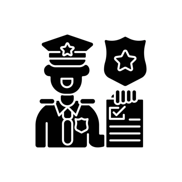 Icono Glifo Negro Policía Oficial Policía Policía Sheriff Mantener Orden — Vector de stock