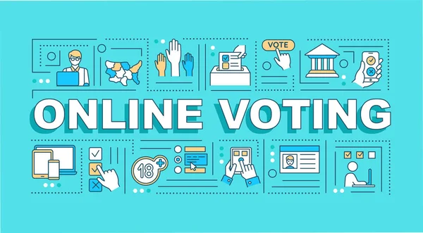 Votación Línea Conceptos Palabras Banner Voto Electrónico Cambio Social Infografías — Vector de stock