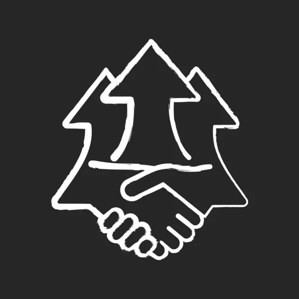 Handshake chalk white icon on black background Vector Image