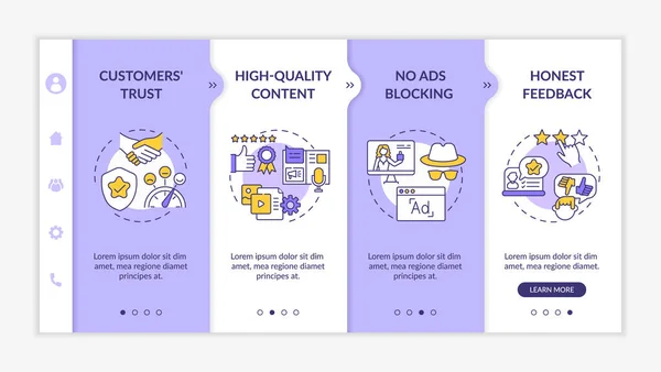 Influenciador Vantagens Marketing Onboarding Vector Template Clientes Confiam Nada Bloqueios —  Vetores de Stock