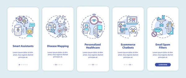 Anwendung Onboarding Mobile App Seite Bildschirm Mit Konzepten Smart Computer — Stockvektor