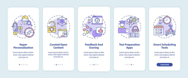 Educación Onboarding Pantalla Página Aplicación Móvil Con Conceptos Hiper Personalización — Vector de stock