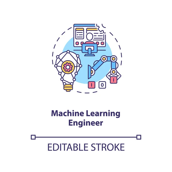 Icono Del Concepto Ingeniero Aprendizaje Automático Futura Forma Conseguir Trabajo — Vector de stock