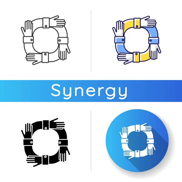 Icona Della Sinergia Operativa Cooperazione Commerciale Collaborazione Lavorativa Partenariato Comunitario — Vettoriale Stock