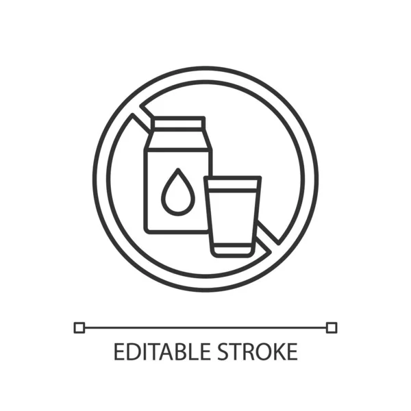 Ikona Liniowa Nietolerancji Laktozy Zaburzenia Trawienia Produkty Mleczne Enzymatyczna Laktaza — Wektor stockowy
