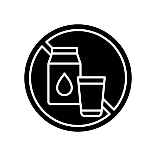 Непереносимость Лактозы Икона Черного Знака Пищеварительное Расстройство Молочные Продукты Ферментная — стоковый вектор