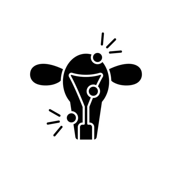 Endometrios Svart Glyf Ikon Smärtsam Störning Endometrium Äggstockar Äggledare Dysmenorré — Stock vektor