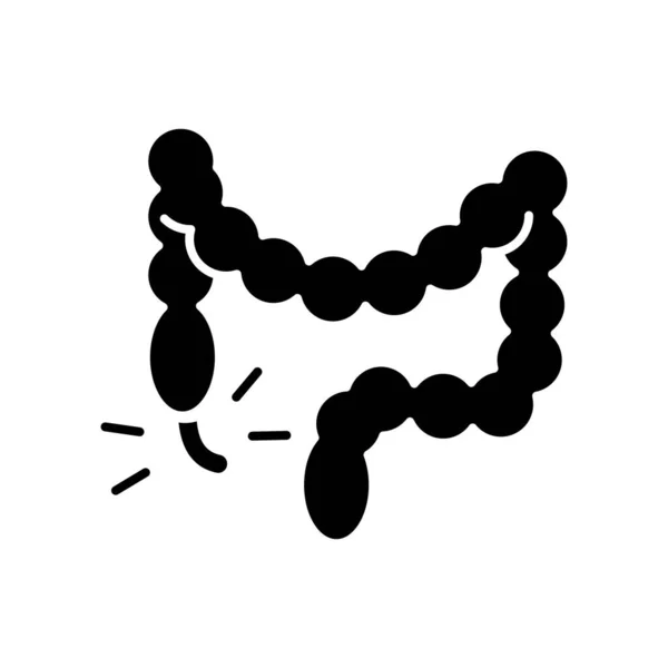 Appendicite Icône Glyphe Noir Inflammation Douleur Dans Bas Ventre Droit — Image vectorielle