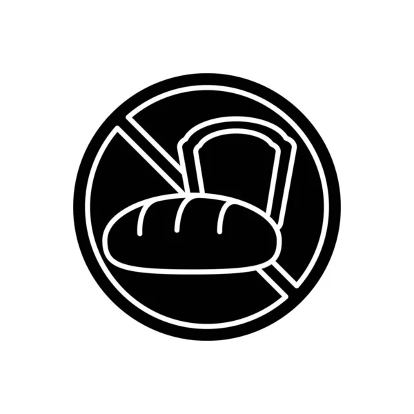 Символ Глютеновой Непереносимости Черный Глиф Аллергия Пшеницу Ячмень Ржаной Хлеб — стоковый вектор