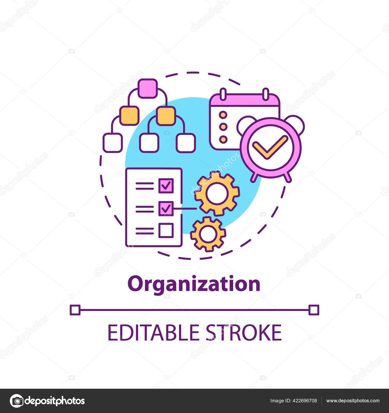 組織コンセプトアイコン 創造的な思考タイプ チーム作業プロセスの変更 チームワークの作成アイデア細い線図 ベクトル絶縁アウトラインRgbカラー図面  編集可能なストローク ストックベクター ©IMG visuals icons 422696708