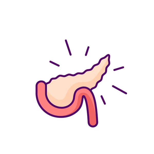 Pancreatitis Icono Color Rgb Enfermedad Estómago Inflamación Patológica Del Páncreas — Vector de stock