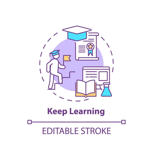 Continue Aprendendo Ícone Conceito Impulsionar Dicas Pensamento Criativo Ter Novos —  Vetores de Stock