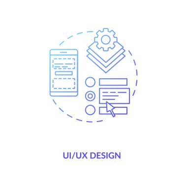 UI ve UX tasarım konsepti simgesi. Mobil uygulama geliştirme süreci. Ürün fikrinin ince çizgilerini kullandıktan sonra kullanıcı duyguları ve hisleri. Vektör izole edilmiş RGB renk çizimi