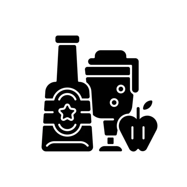 Glyphe Noir Cidre Pomme Icône Bière Artisanale Boisson Festive Menu — Image vectorielle