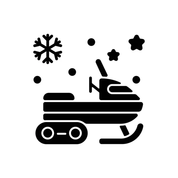 Glyphe Noir Motoneige Icône Voile Moteur Scooter Neige Balade Motoneige — Image vectorielle