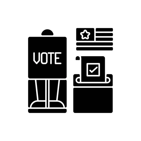 Voting Booth Black Glyph Icon Cabin Polling Station Casting Ballots — Stock Vector