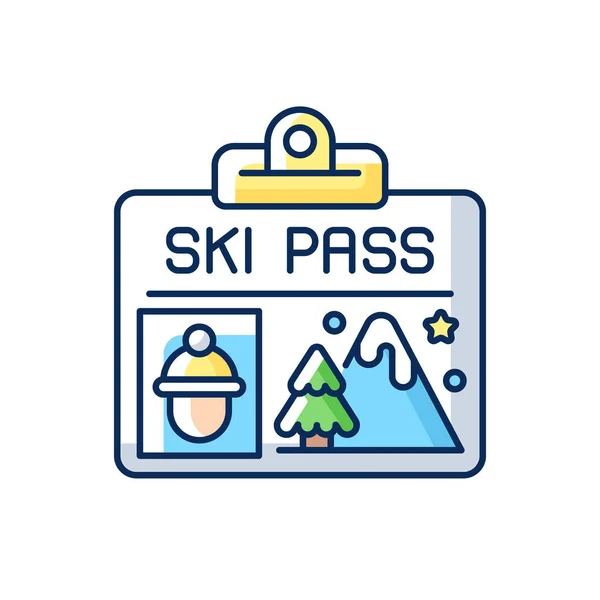Kayak Kartı Rgb Renk Simgesi Asansör Bileti Dağ Asansörü Belgesi — Stok Vektör