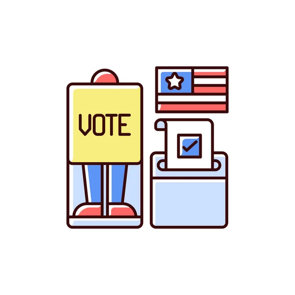 Voting Booth Rgb Color Icon Cabin Polling Station Casting Ballots — Stock Vector