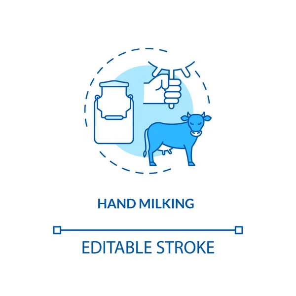Ícone Conceito Turquesa Mão Ordenha Espremer Manualmente Úbere Vaca Lactose — Vetor de Stock