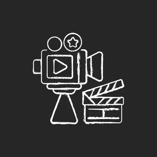 Cinema Industry Chalk White Icon Black Background Motion Picture Industry — Stock Vector