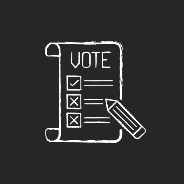 Voting Ballot Chalk White Icon Black Background Collective Decision Participation — Stock Vector