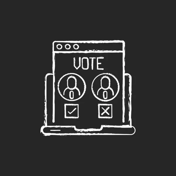 Online Voting Chalk White Icon Black Background Electronic Polls Election — Stock Vector