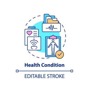 Sağlık konsepti ikonu. Sigorta maliyet faktörleri. Farklı hastalıkların bedeli. Tıbbi servis fikri için yüksek maliyet ince çizgi çizimi. Vektör izole edilmiş RGB renk çizimi. Düzenlenebilir vuruş