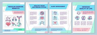 Sağlık durumu broşürü. Denge eğitimi. Bağışıklık sistemi. Broşür, broşür, broşür baskısı, doğrusal simgelerle kaplama tasarımı. Dergiler için vektör planları, yıllık raporlar, reklam posterleri