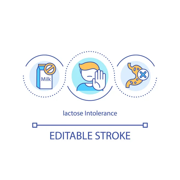 Lactose Intolerance Concept Icon Drinking Dairy Products Idea Thin Line — Stock Vector