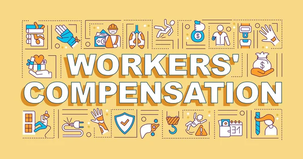 Workers Compensation Word Concepts Banner Job Injury Infographics Linear Icons — Stock Vector