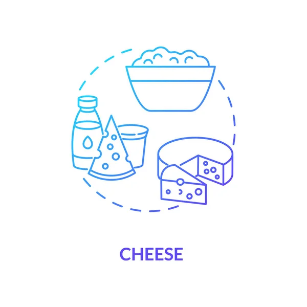 Icône Concept Dégradé Bleu Production Fromage Produit Lait Vache Tendre — Image vectorielle