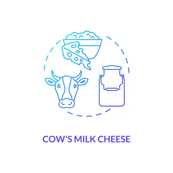 Kravské Mléko Sýr Produkce Modrý Gradient Koncept Ikony Výroba Mléčného — Stockový vektor