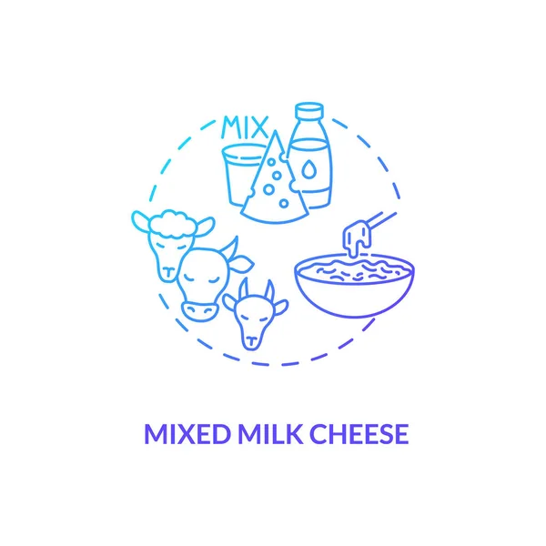 混合ミルクチーズブルーグラデーションコンセプトアイコン 乳糖と有機農業食品 ヤギ羊乳製品だ 乳製品業界のアイデア細い線図 ベクトル絶縁アウトラインRgbカラー図面 — ストックベクタ