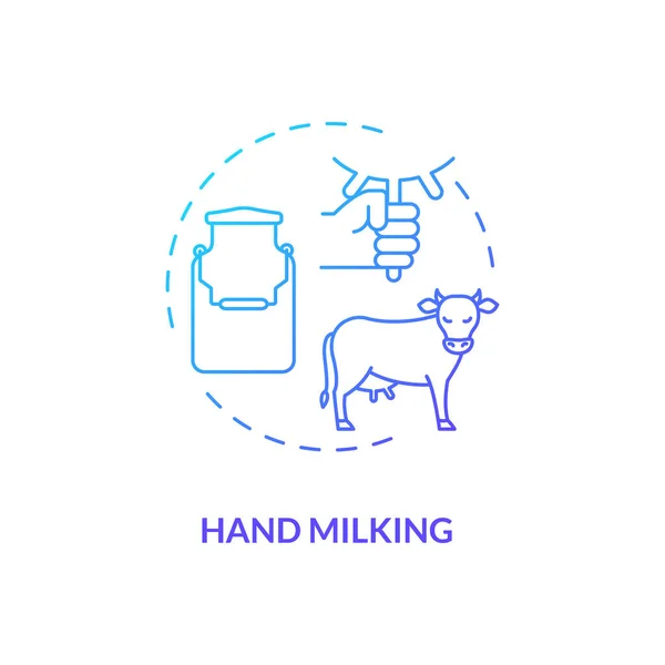 Hand Milking Blue Gradient Concept Icon Manual Squeeze Cow Udder — Stock Vector