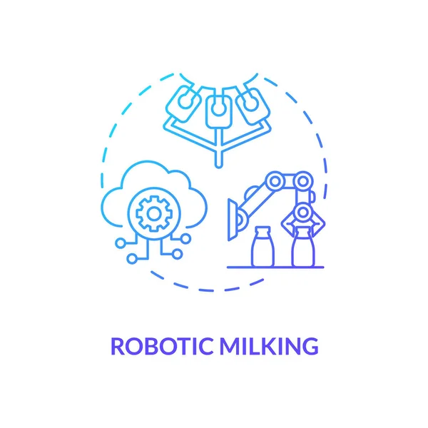 Robotyczna Ikona Doju Niebieskiego Gradientu Zautomatyzowana Produkcja Krowy Wyposażenie Fabryczne — Wektor stockowy