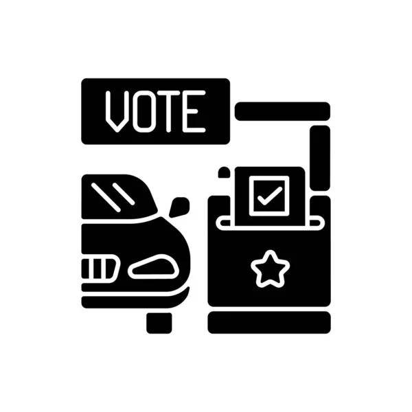 Drive Voting Booth Black Glyph Icon Polling Station Express Election — Stock Vector