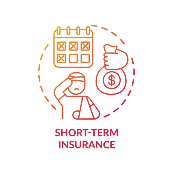 Піктограма Концепції Короткострокового Страхування Типи Страхування Інвалідів Пошкодження Здоров Під — стоковий вектор