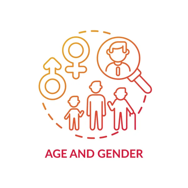 年龄和性别概念图标 保险成本价值因素 不同的服务选择对人们类型的各种想法细线的说明 矢量隔离轮廓Rgb彩绘 — 图库矢量图片
