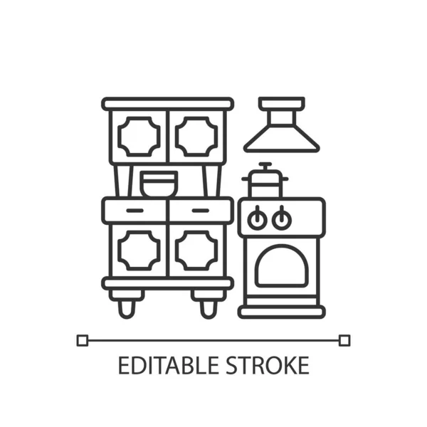Кухонна Техніка Лінійна Іконка Меблі Їдальні Приготування Їжі Баффі Сервери — стоковий вектор