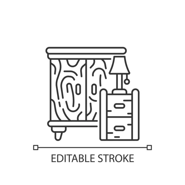 Дерев Яні Меблі Лінійна Ікона Ящики Шафи Дизайн Ручної Роботи — стоковий вектор