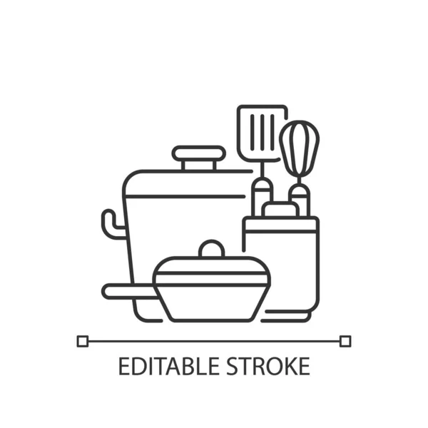 Кухонні Інструменти Лінійна Іконка Приладдя Приготування Їжі Контейнери Приготування Їжі — стоковий вектор