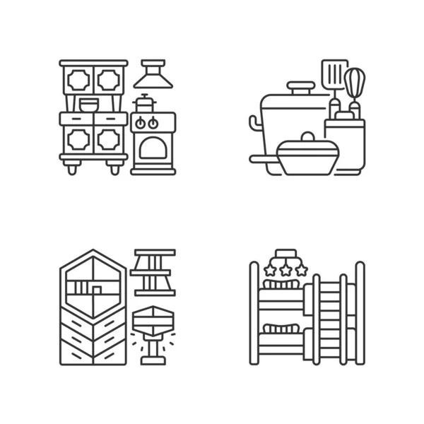 Homeware Linear Icons Set Kitchen Appliances Cooking Supplies Modern Style — Stock Vector