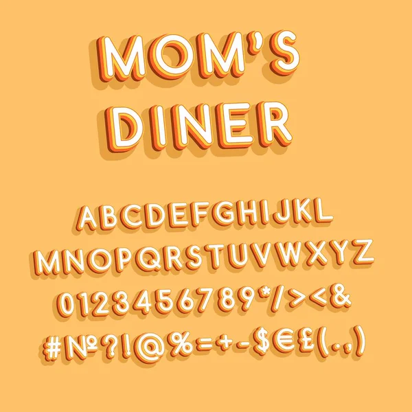 Moms Dinner Vintage Vector Alphabet Set Retro Bold Font Typeface — Stock Vector