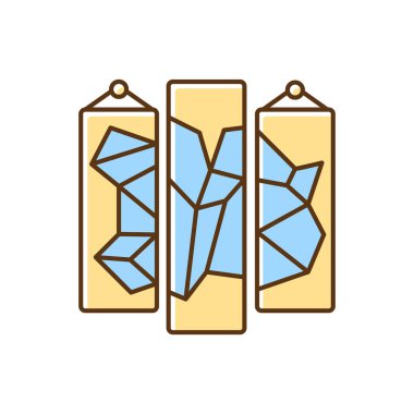 Duvar sanatı RGB renk simgesi. Yatak odası için dekorasyon, oturma odası duvarları. Çıkartmalar, duvar resimleri. El yapımı parçalar. Büyük ölçekli sanat. Oda tarzı. Ev tasarımı. Dünya haritası posteri. İzole vektör illüstrasyonu