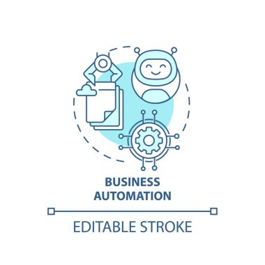 İş otomasyonu konsepti ikonu. Dijital danışmanlık fikri ince çizgi çizimi. Daha yüksek verimlilik, güvenilirlik, ulaşılabilirlik. Vektör izole edilmiş RGB renk çizimi. Düzenlenebilir vuruş
