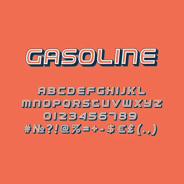 Gasoline Vintage Vector Alphabet Set Retro Bold Font Typeface Pop — Stock Vector