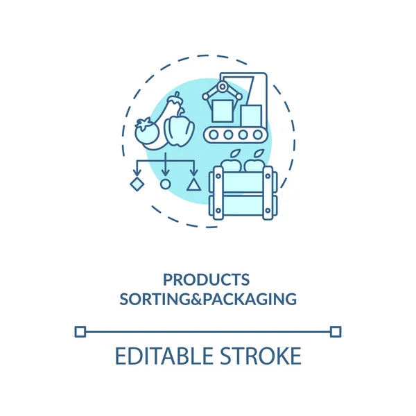Ikona Koncepcji Sortowania Pakowania Produktów Rodzaje Maszyn Rolniczych Przemysłowy Proces — Wektor stockowy